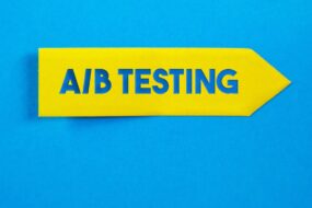 Arrow pointing right with AB testing on it