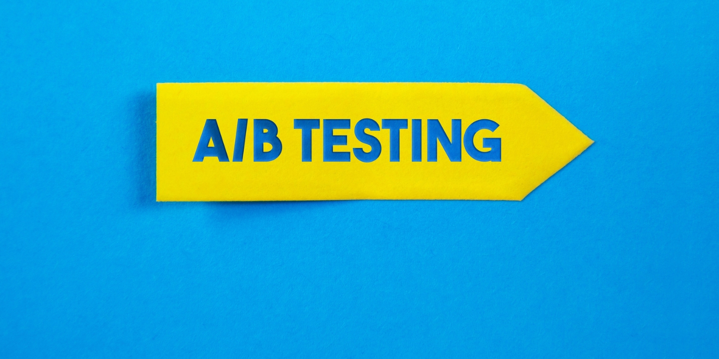 Arrow pointing right with AB testing on it