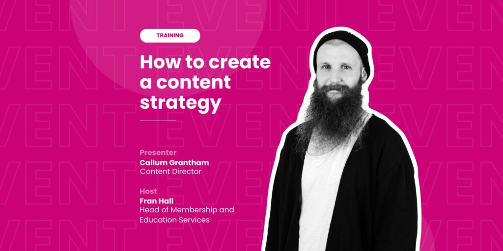 Image of a man running a training session about content strategy