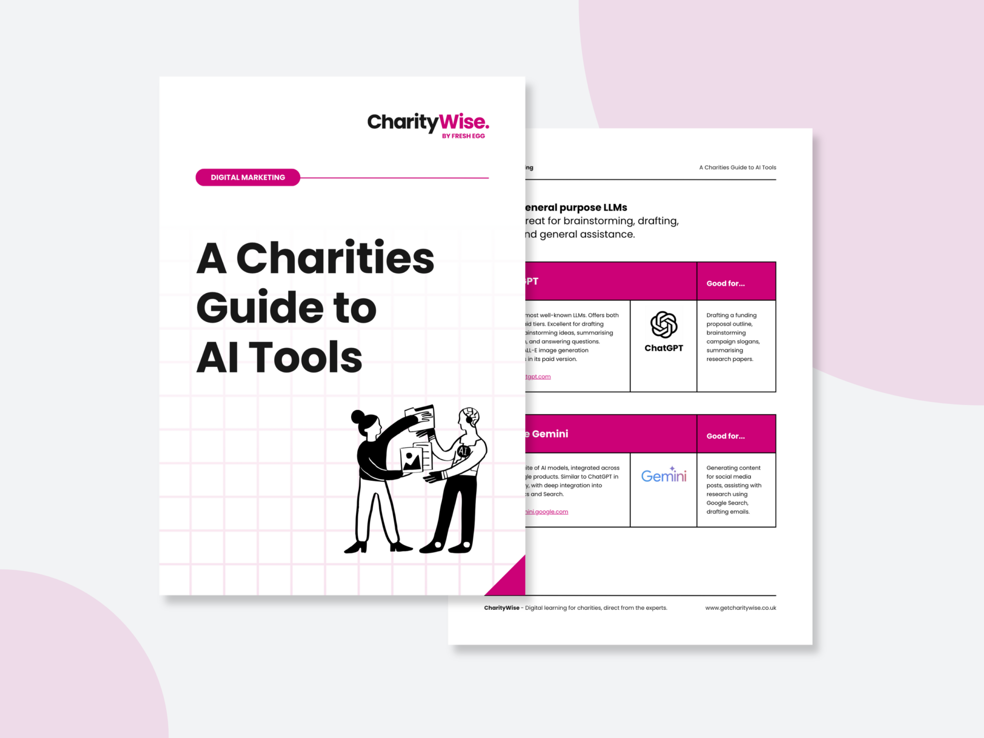 Graphic showing a guide introducing AI to charities